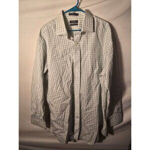 Nautica Mens Premium No Iron Dress Shirt Green Plaid Big Tall Size 18 34/35